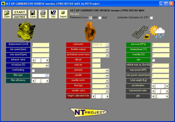 New versions J-Basic and J-Pro - Software SET-UP Carburetor for Dellorto VHSB34 - Special Rotax Max and Junior Max - Optimal Carburetion by NT-Project