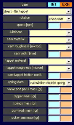 PROFESSIONAL CAM - technical data to verify valve train system