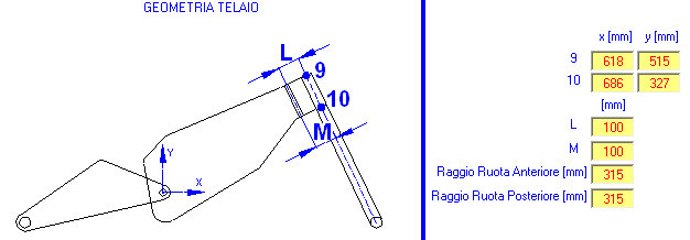 Calcolo parametri tecnici fondamentali moto - angolo forcella - angolo sterzo - avancorsa - passo - Motorbike Design by NT-Project